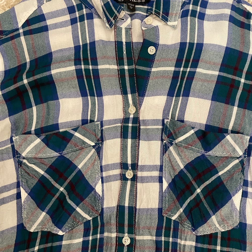 Long blue and green flannel - Picture 4 of 7